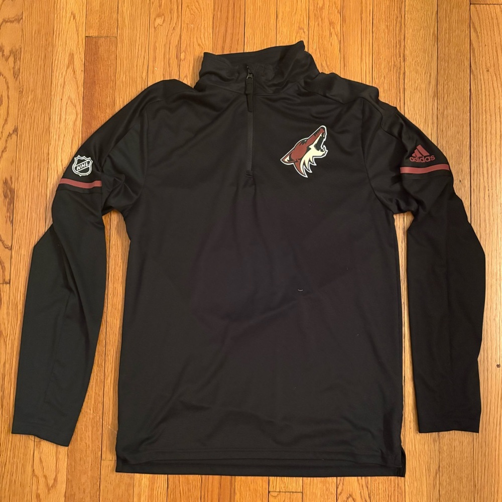 Adidas Arizona Coyotes NHL Hockey Long Sleeve Shirt Men's Small Black 1/4 Zip